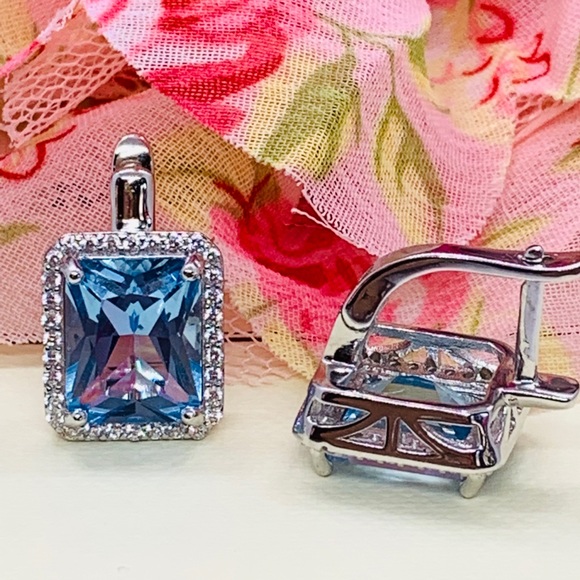 Sky Blue Topaz Sterling Silver 925 CZ - Picture 2 of 6